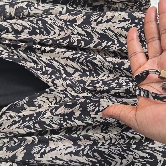 Entro Elegant Black Patterned Tiered Mini Short Dress Bohemian Boho Western - Picture 6 of 12